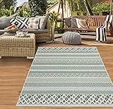 Teppich-Traum In- & Outdoor Teppich Sisal Optik Balkon Küche Wohnzimmer Terrasse gestreiftes Zickzack Rauten Diamantenmuster grün Sand Größe 60x110 cm