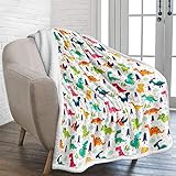 WONGS BEDDING Kuscheldecke Flanell Mikrofaser 150x200cm Cartoon Dinosaurier Gedruckte Decke Fleecedecke Weich Wohndecke Tagesdecke Dicke Sofadecke zweiseitige Decke für Kinder Jungen