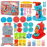 VFANDV Knete Set Knetwerkzeug für Kinder, DIY Knete Zubehör Kitchen Creations Eismaschine+Nudelmaschine+Burgermaschine, Clay Accessories Kneading Toy Gift for Girls & Boys 3-12 Years