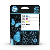 HP 912 (6ZC74AE) Multipack Original Druckerpatronen 1xBlau, 1xRot, 1xGelb, 1xSchwarz für HP OfficeJet 801x, HP OfficeJet Pro 802x