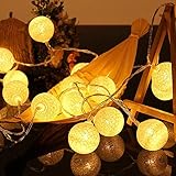 ELINKUME LED Lampion Lichterkette 20er Partylichterkette cotton ball lichterkette Deko für Innen Balkon Party Hochzeit Feiertag batterie-betrieben Kugeln/Bälle Lampions 3.3m warmweiß