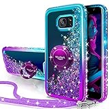 Miss Arts Galaxy S6 Hülle,[Silverback] Mädchen Glitzern Handyhülle hülle mit Ringständer, Cover TPU Bumper Silikon Flüssigkeit Treibsand Clear Schutzhülle für Samsung Galaxy S6 -LILA